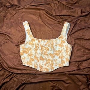 PrettyLittleThing Floral Corset Crop Top Size 4